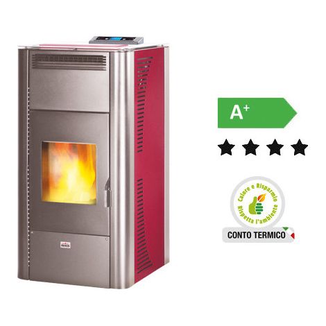 Poêle à pellets Queen Idro 24 Bordeaux – 21,96 kW – AMG – Chauffage pour pièces jusqu'à 510 m³