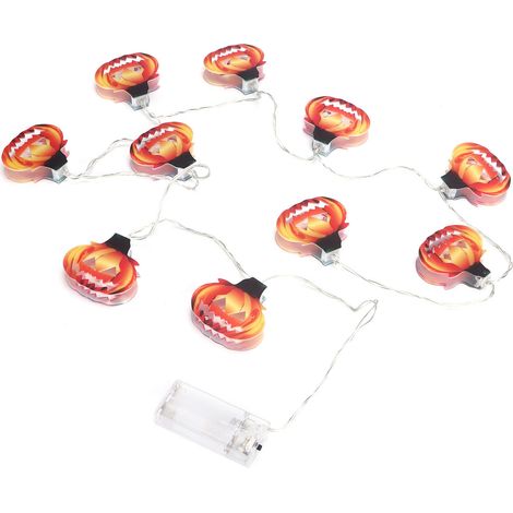 Guirlande lumineuse citrouille à 10 LED, lampes décoratives d'Halloween à piles, accessoires (1/5)