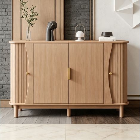 Aparador 140 x 40 x 88 cm de MDF, mueble de almacenaje natural DESVIAE (1/5)