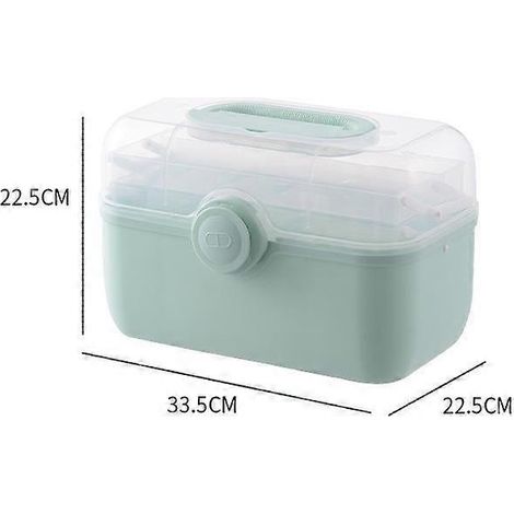 HONORNIC - Boîte à pharmacie avec poignée de transport, boîte de rangement sécurisée pour médicaments de premiers secours à usage familial, organisateur de trousse de premiers secours pour cabinet méd (1/5)