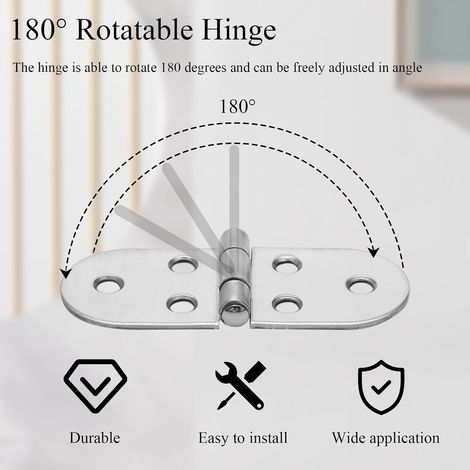 30 pieces 180° stainless steel hinges, 80 × 30 mm, invisible hinges, small hinges for furniture, cabinets, folding tables, wooden boxes and windows (1/4)