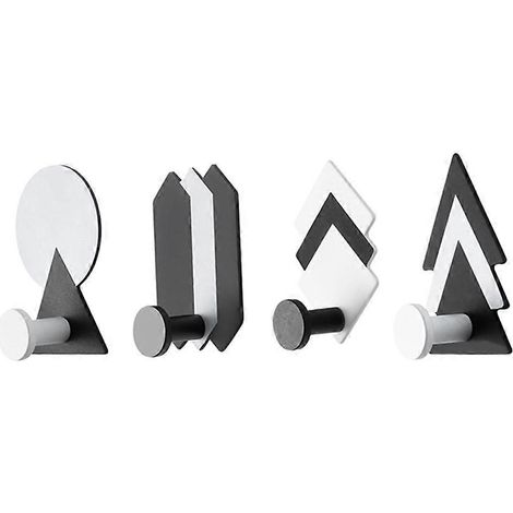 Set mit 4 geometrischen Badezimmerhaken, Handtuchhaltern, selbstklebenden Wandhaken für Mäntel, Duschhaken, Rucksackhaken. (1/5)