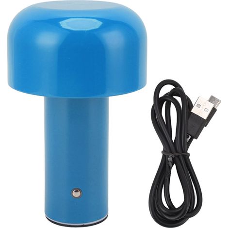 Lampe de bureau LED en forme de champignon, chargement USB, 3 couleurs de température, lampe de Table tactile pour Restaurant, étude, bleu