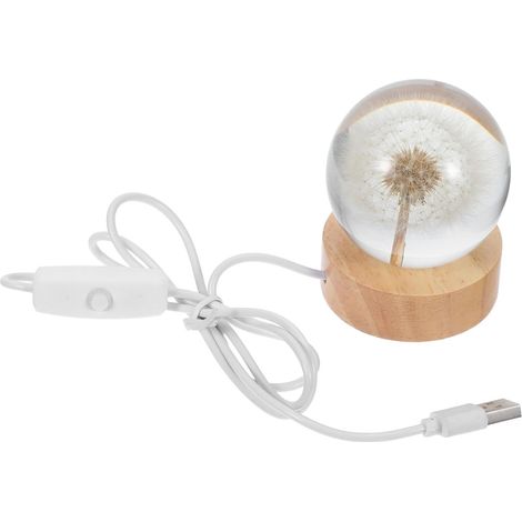 Veilleuse Boule Cristal Gravure Pampas Lumineuse LED avec (1/5)