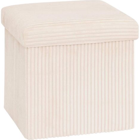 Pouf Pliant Coffre "Arum" 38cm Ivoire (1/5)