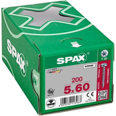 Tornillo De Cabeza Plana Spax 50X 60 T-Star + Wirox Hp (Por 200)