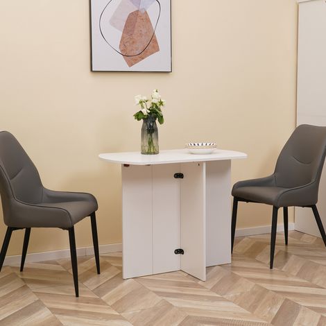 Table pliante gain de place en bois blanc 90x60x74cm pour salle à manger (1/5)