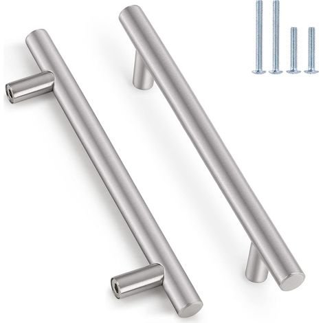 Tiradores para muebles chapados en oro, 160 mm, acero inoxidable cepillado, paquete de 30 unidades para armarios de cocina. (1/5)
