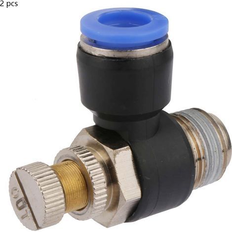 2 pièces Régulateur de Débit d'Air pour Tuyau Pneumatique Valve Contrôleur de Vitesse SL10-03 (1/5)