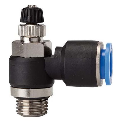 Válvula de retención de estrangulación, rosca de conoxión cilíndrica, estrangulador de entrada B F 1/8 air entr. D8