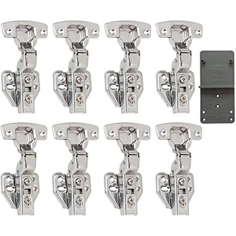 110 Degré Rentrant Charnières avec Amortisseur Intégré Mécanisme de Fermeture Automatique Charnière pour Armoires de Porte Cuisine et Amortissement Lot de 8 (1/5)