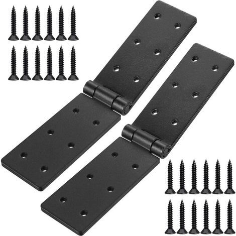 2 Pièces Charnières Pliantes Noires Robustes, Charniere Caisse, Charnière Coffre, Charnière pour Meuble Jardin en Bois Tiroir Coffre (1/4)