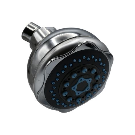 Pommeau de douche anticalcaire Gris Clair avec joint 5 jets en ABS chrome' et satine'