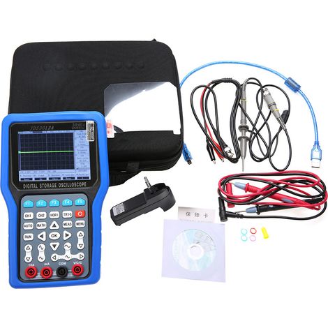 Oscilloscope numérique portable 30MHz 250MSa/s JDS3012A avec multimètre 6000 points, alimentation AC100-240V prise UE, testeur de signal portable haute précision. (1/5)