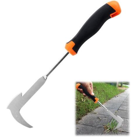 (Orange)Desherbeur Manuel 34 cm Acier Inoxydable,Arrache Mauvaise Herbe pour éliminer la Mousse et Les Mauvaises Herbes dans Les Joints de Pavés, Outils de Jardin (1/5)