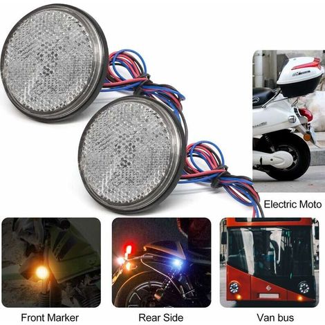 2Pcs Moto LED Réflecteur,Universal Feux de Remorque Led 12V Feu Arriere pour Remorque Feu de Gabarit Led pour Moto LED étanche Réflecteur Feu Stop Lampe (Jaune) (1/5)