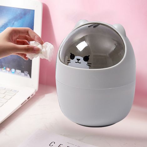 Poubelle Forme Ours - 3 L - Couvercle - Plastique Résistant - Pour Bureau Cuisine Salle De Bain - 1 Pièce (1/5)