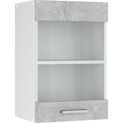 Armoire suspendue universelle R-Line, Béton, 40 cm avec porte vitrée, Vicco (1/5)