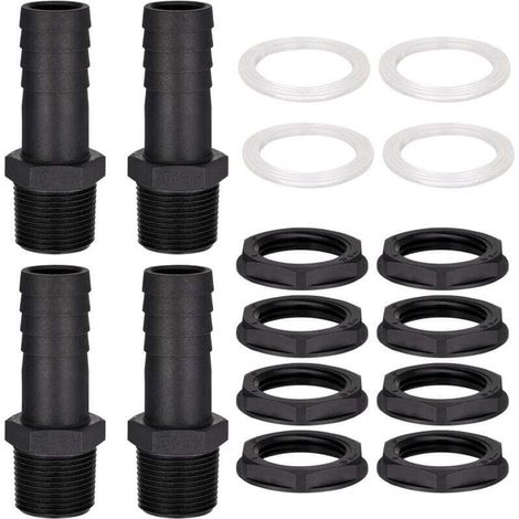raccords traversants pour récupérateur d'eau de pluie. avec embout de tuyau de 25 mm. pour récupérateurs d'eau de pluie et réservoirs d'eau. (1/4)