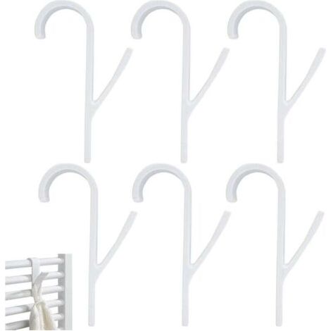 BUNTHAUS PA Crochets pour radiateur et porte-serviettes, lot de 6 crochets en plastique pour radiateur, porte-serviettes de salle de bain, compatibles avec tous les radiateurs standard (blancs) (1/4)