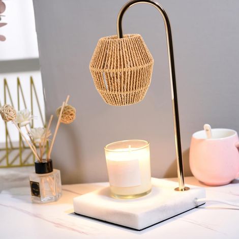 Pantalla de lámpara de cuerda de papel compatible con base E27/E14 - Lámpara decorativa tejida para el hogar, cafetería, tienda (1/5)