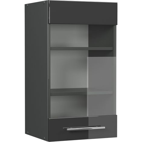 Küchenglasschrank Fame-Line, Anthrazit Hochglanz, 40 cm, Vicco