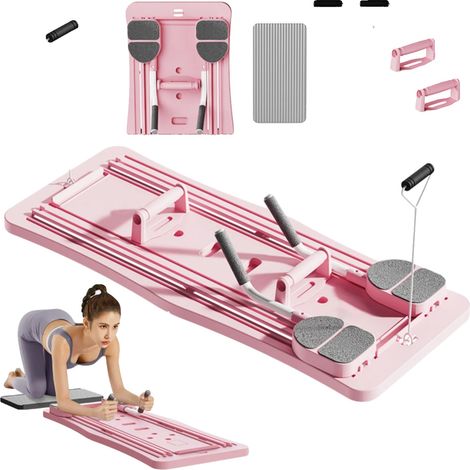 Entrenador central, funcionalidad 4 en 1, incluye bandas de resistencia, color rosa. (1/2)
