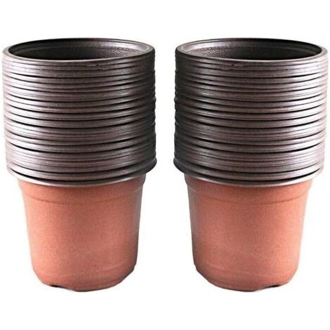 SABIR Lot de 100 Pots en Plastique pour semis et Plant, 10 cm -RAPANDA (1/5)