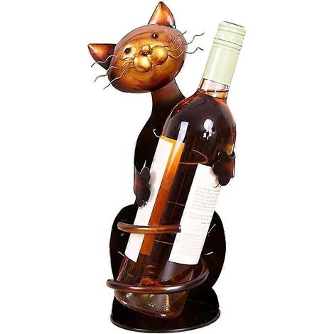 Porte-bouteilles en métal en forme de chat pour les amateurs de vin - Porte-bouteilles en métal de qualité artisanale (1/4)
