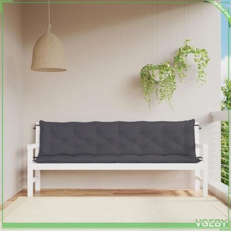 Coussin de banc jardin - FAFEISY - 361735 - Tissu Oxford imperméable - Garnissage fibres creuses - Lot 2 anthracite (1/5)
