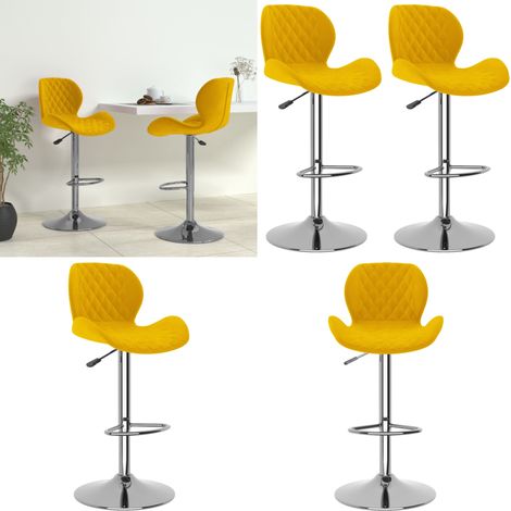 vidaXL Tabourets de bar lot de 2 jaune moutarde velours (1/5)