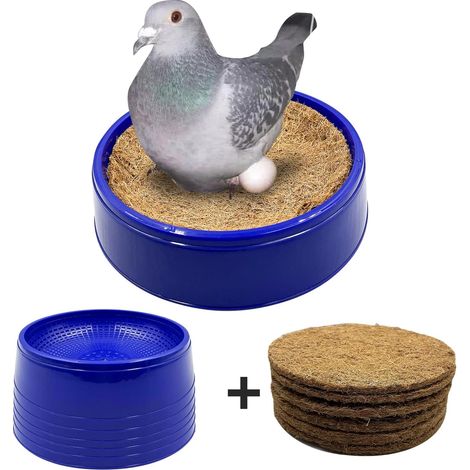 6pcs bol nid de pigeon, nid d'oiseau en plastique cage d'élevage nid d'oiseau, 6pcs Coconut Palm pad pour pigeons de course, pigeons, cailles et petits oiseaux, fournitures de cage pour animaux de com (1/4)