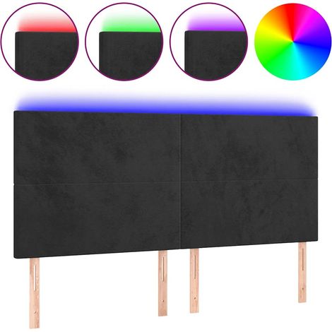 Maison Exclusive - Cabecero con luces LED terciopelo negro 160x5x (1/5)