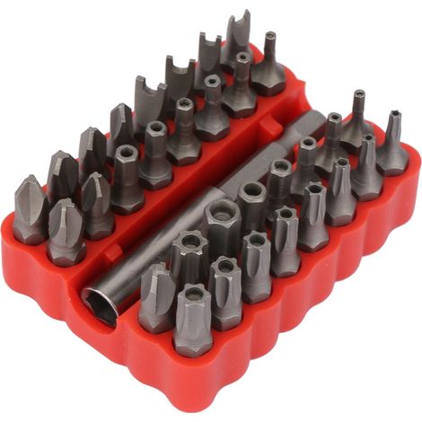 Kit de 33 embouts de tournevis creux, hexagonaux, cruciformes et en étoile, avec rallonge. (1/5)