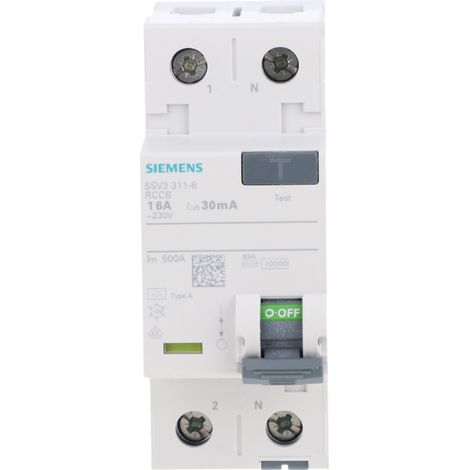 Interruptor diferencial Sentron 16A 2P 16A 0.03A Tipo A 5SV3311-6