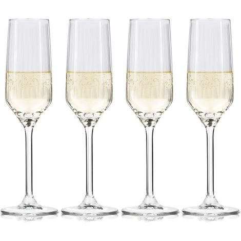 Verres à Champagne - Verrerie de 4 Pièces - Verre a Pied pour Vin, Champagne et Prosecco - Flute Champagne Verre - Ensemble de Verres Compatibles Lave-Vaisselle (1/5)