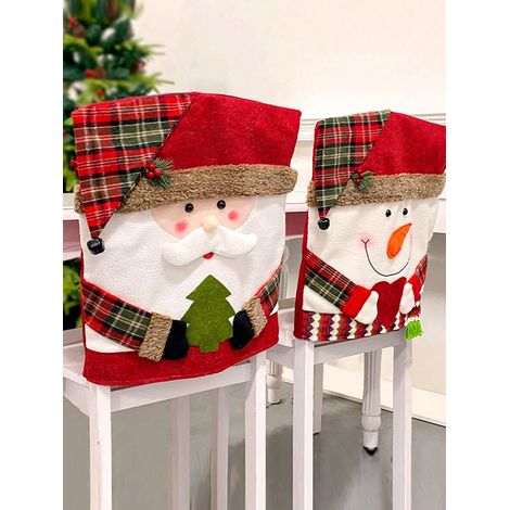 Housse De Chaise Forme De Chapeau De Père Noël - Velours Rouge - Décoration De Fêtes Pour Restaurant Hôtel Maison - Lot De 1 (1/4)