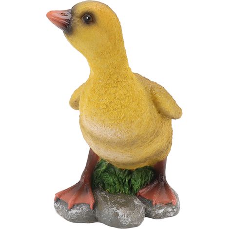 Statue de canard de jardin en résine grise, figurine mignonne pour pelouse, ornement de patio ou terrasse. (1/5)