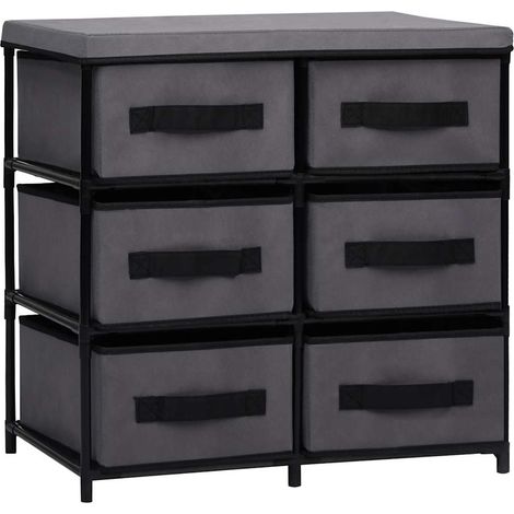 Armoire de rangement Meuble de Rangement - Style Contemporain à 6 tiroirs 55x29x55 cm Gris Acier BV833428 - BonneVie (1/5)