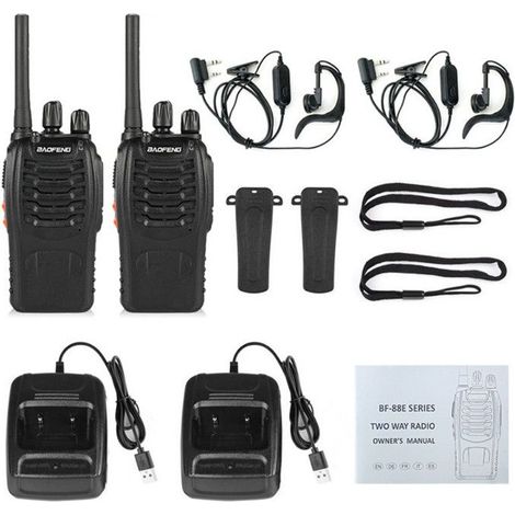 4 pcs Talkie Walkie 88 E Version Mise à Niveau du,Alarme Clignotante, TOT,VOX, avec des écouteurs Originaux et Station de Charge (1/5)