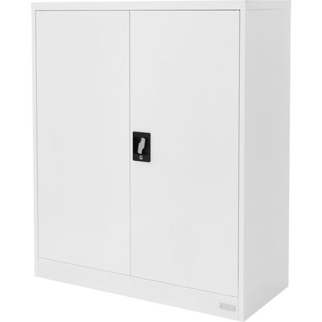 ML-Design Armadio per Archiviazione con Serratura Nero 90x40x109 cm Acciaio Schedario 3 Ripiani Regolabili in Altezza Armadio per Ufficio a 2 Ante Mobiletto Portadocumenti Armadietto Schedario (1/5)