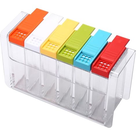 Lot de 6 boîtes à condiments en acrylique, pots à épices colorés pour cuisine (1/5)