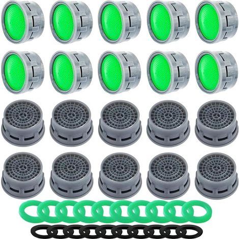 Lot de 20 aérateurs de robinet, pièces de rechange avec joint de cache de robinet, limiteur de débit, insert de filtre, économie d'eau, limiteur de débit pour salle de bain, cuisine (1/5)