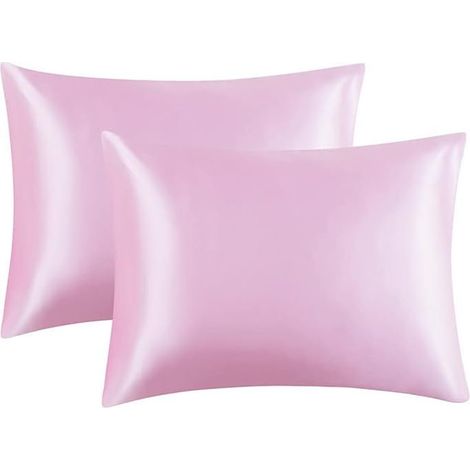Taies d'oreiller en satin doux, ensemble de 2, format Queen, infroissables, résistantes à la décoloration et aux taches, 51 x 76 cm (1/5)