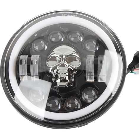 Phare LED de Moto 7 Pouces, 3000LM, Décoration Crâne D'oeil (1/5)