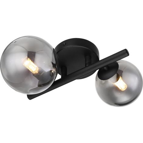 Globo - aplique de pared - Riha - negro - vidrio metal vidrio