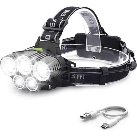Faros LED recargables, ultrabrillantes, impermeables y ligeros, con luces traseras rojas, 6 modos de iluminación y ángulos de haz ajustables. (1/5)