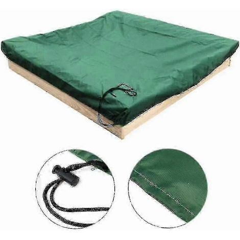 Bâche de bac à sable carrée avec cordon de serrage anti-poussière imperméable pour bac à sable et piscine - 150 x 150 cm - verte