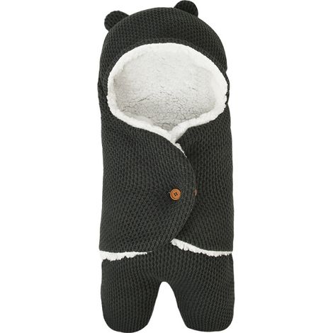 Neugeborenen-Schlafsack für Herbst- und Winterwanderungen, Anti-Strat-Babydecke, warmer Kinderwagen-Schlafsack, dunkelgrau (1/4)