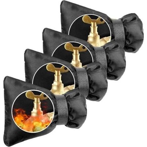 Lot de 4 Couvercle Antigel pour Robinet,Housse de Robinet d'Extérieur Housse de Robinet de Jardin Imperméable pour la Protection Contre Le Gel en Hiver, 22cm x 18cm Noir (1/5)
